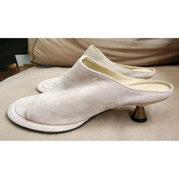 NWOB Khaite Watts Coco Suede Mule Shoes Size 36 / US 6 Conical Kitten Heel - Picture 5 of 9